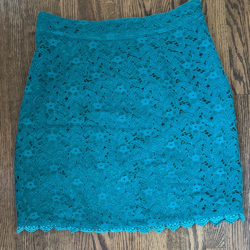 Annabella Teal Lace Pencil Skirt M (Fits S)